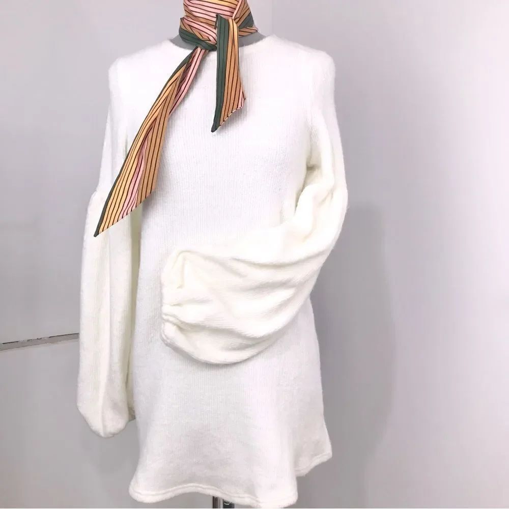 Akira Talk That Talk Cream Tunic Sweater /Mini Dress